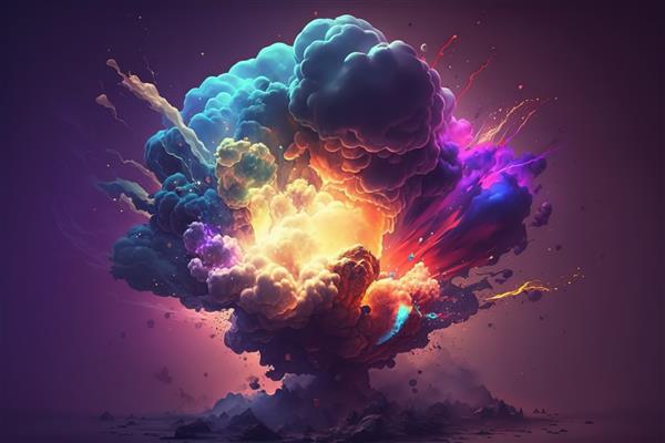 انفجار جادویی اثر انفجار بمب بازی با ابرهای رنگارنگ دودزا