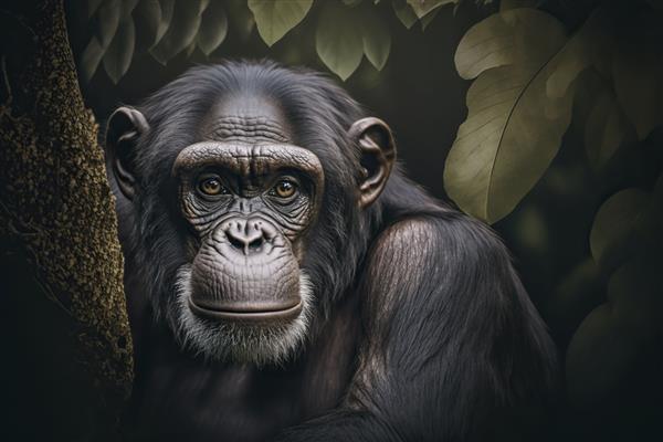 نمای نزدیک شامپانزه مولد ai