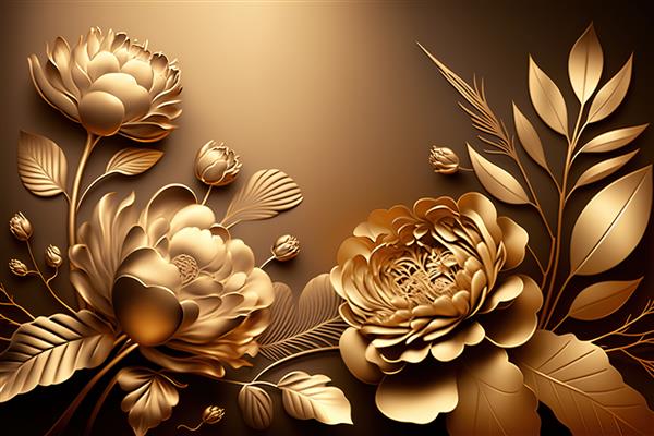 گل رز گل طلایی چاپ زیبای مینیمالیستی برای دکوراسیون شما برای تبریک کارت پستال و ایجاد پوستر