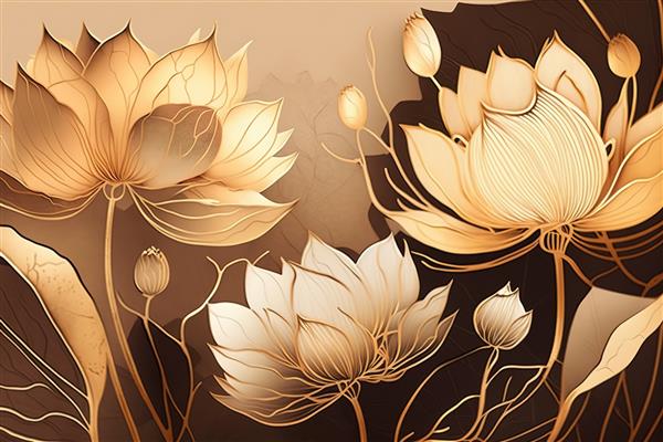 چاپ مینیمالیستی زیبای گل طلایی برای دکور شما برای تبریک کارت پستال و ایجاد پوستر