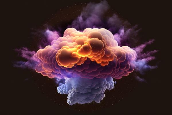 افکت انفجار بمب بازی انفجار جادویی با کومولوس دود جدا شده از ابرهای رنگارنگ