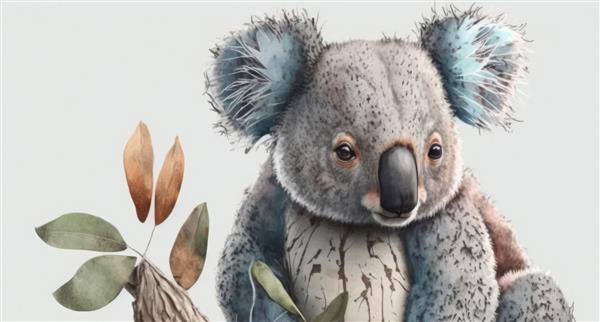 نقاشی آبرنگ از خرس کوالا تصاویر آبرنگ برای بچه ها به سبک کارتونی کمک تولید شده است