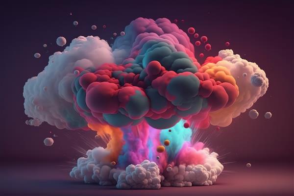 افکت انفجار بمب بازی انفجار جادویی با گاز کومولوس دود جدا شده از ابرهای رنگارنگ