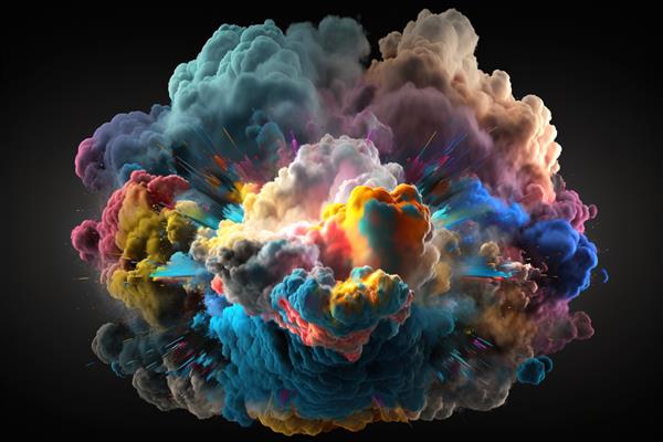 افکت انفجار بمب بازی انفجار جادویی با گاز کومولوس دود جدا شده از ابرهای رنگارنگ