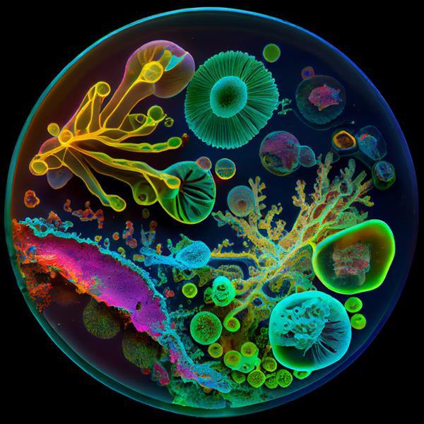 تصویر رنگارنگ یک ویروس در یک دایره