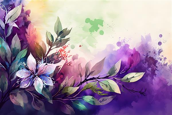 دسته گل با گل های بنفش چاپ مینیمالیستی زیبا برای دکور شما برای تبریک کارت پستال و پوستر مولد AI