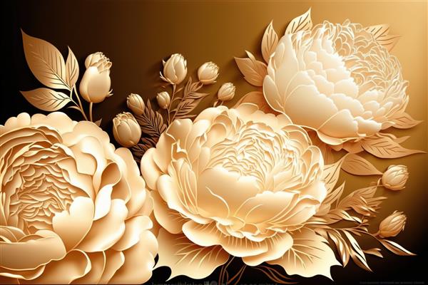 دسته گل های طلایی چاپ مینیمالیستی زیبا برای دکور شما برای تبریک کارت پستال و ایجاد پوستر