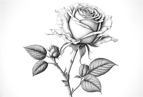 طراحی خطی از گل رز زیبا مولد ai