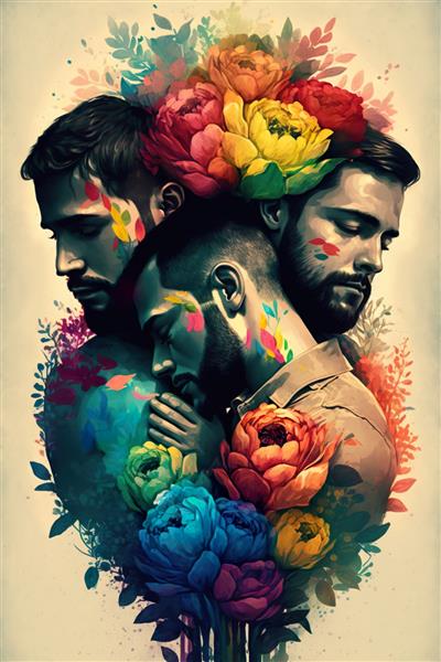 Lgbt دوست دارد و سه مرد را در آغوش می‌گیرد
