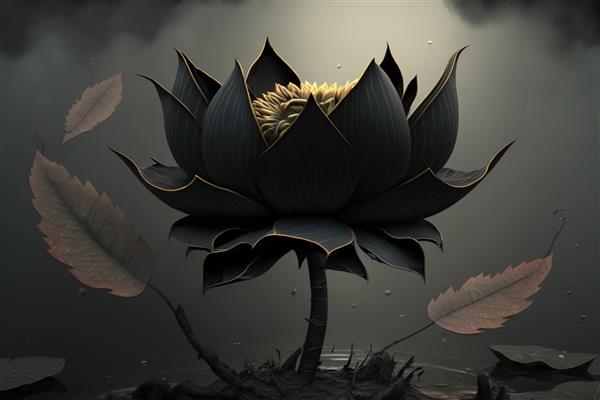 گل زنبق بزرگ با گلبرگ های سیاه روی زمینه تیره مولد ai