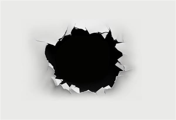 کاغذ پاره شده با یک سیاه چاله در وسط