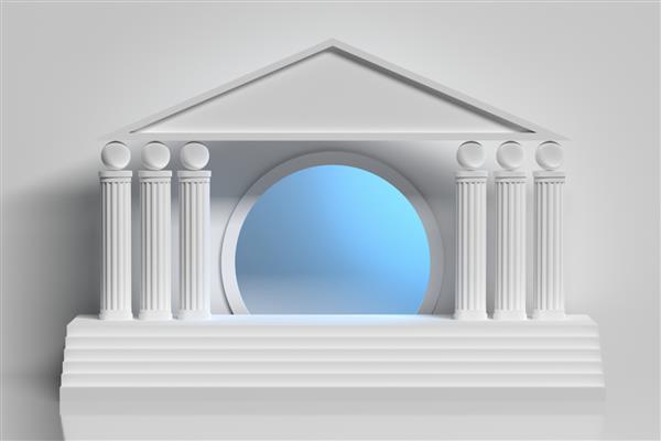آرکید ستون سفید یونانی و تونل آبی مدور