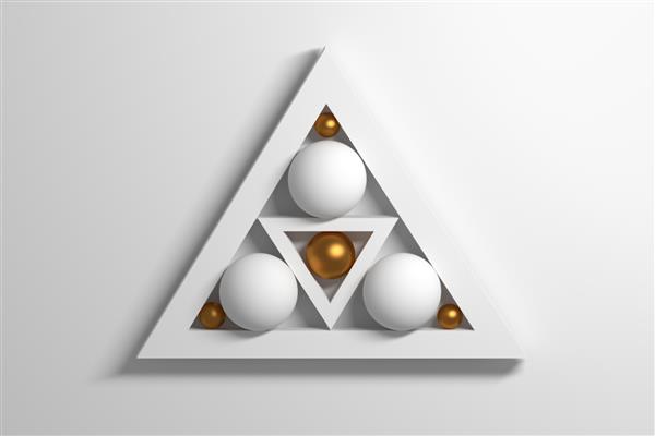 شکل هندسی طلایی سفید مثلث و توپ
