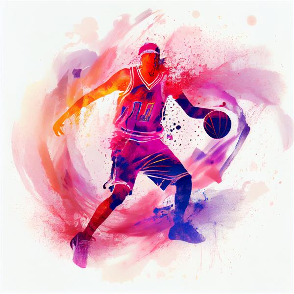 شخصیت تصویرسازی بازیکن بسکتبال به سبک انتزاعی