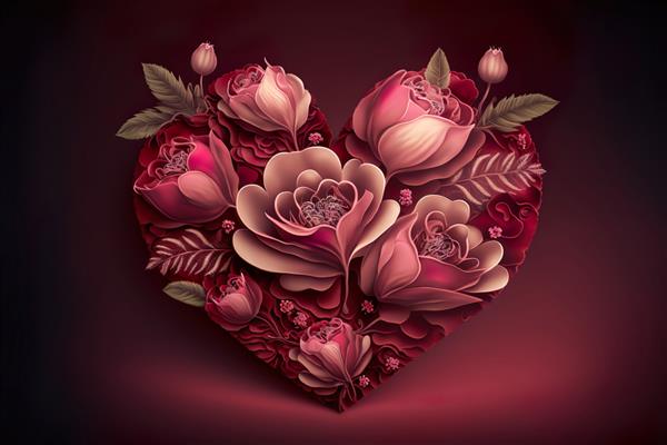 گل رز صورتی قلب عاشق تصویر هنر دیجیتال است