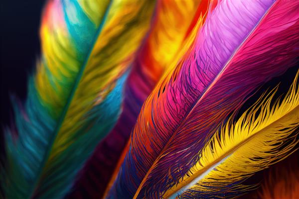 تصاویر پس زمینه انتزاعی از پرهای پرنده پرندگان مختلف در پس زمینه رنگارنگ