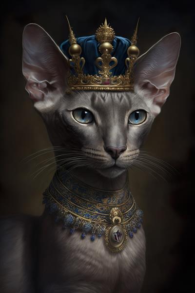 گربه ملکه با پس‌زمینه تاج گربه پادشاه پس‌زمینه آثار هنری ساخته‌شده با او