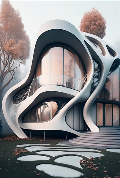 معمار معاصر خانه مدرنی را طراحی کرد که ساختار منحنی جریان دارد
