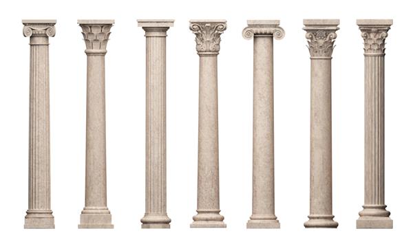 مجموعه ای از ستون های ستون های مرمر کلاسیک کلاسیک