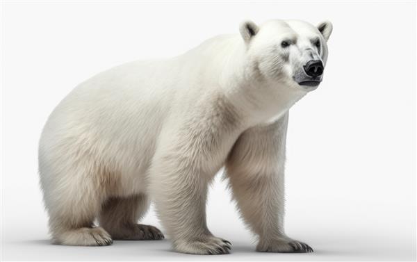 یک خرس قطبی سفید در پس زمینه سفید گرافیک زمستانی با کمک خرس قطبی تولید شده است