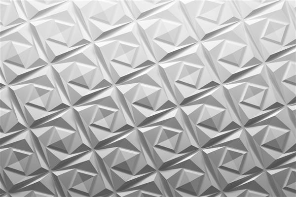 الگوی هندسی سه بعدی سفید با مثلث های تکرار شونده