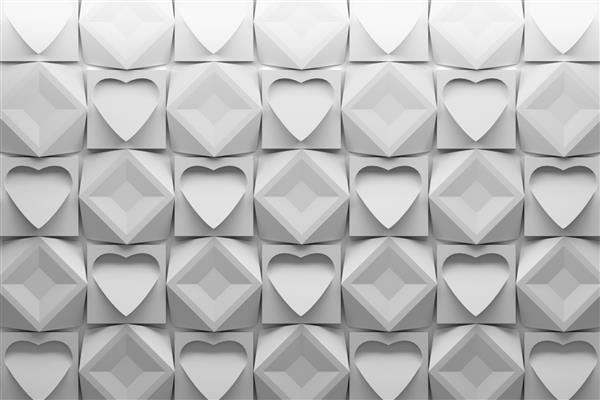 الگوی سه بعدی با تکرار کاشی های مربعی با قلب
