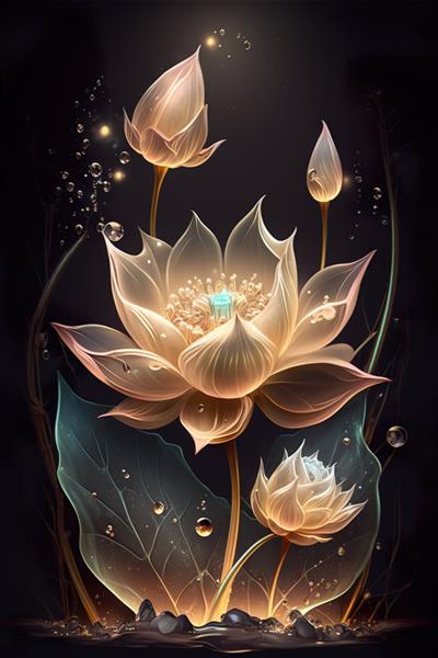 گل نیلوفر آبی طلایی زیبا در محافظ صفحه نمایش دنیای فانتزی برای گوشی ai