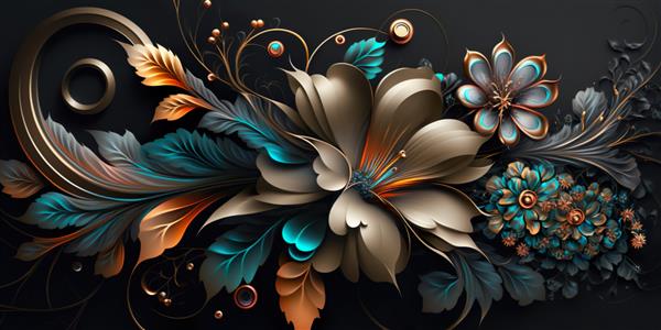 تصاویر پانورامای دیجیتالی انتزاعی گل زیبا و لوکس