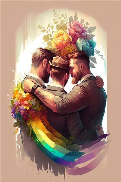 بهترین دوستان مرد در آغوش گرفتن و حمایت از شرکای همجنس گرا که با هم راه می روند