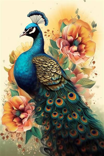 پوستر مولد تصویرسازی گل طاووس زیبا