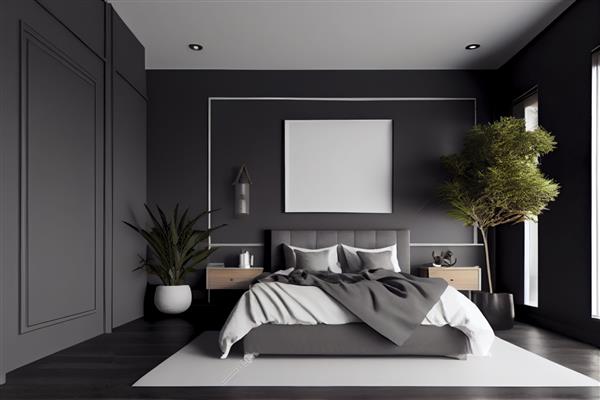 طراحی داخلی اتاق خواب با مبلمان مدرن مولد ai
