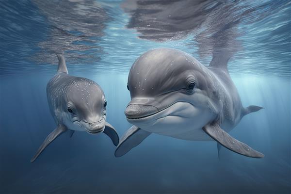 دلفین با یک توله مولد aix9
