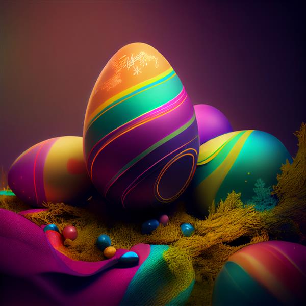 پس‌زمینه عید پاک با تصویرسازی تخم‌مرغ‌های رنگارنگ عید پاک مولد ai