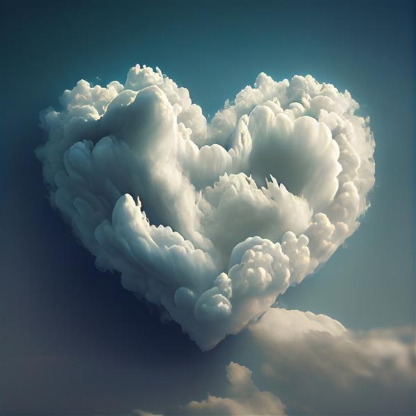 ابر به شکل قلب در ابرهای آسمان با نماد شکل قلب عشق تصویر زمینه ولنتاین مولد ai