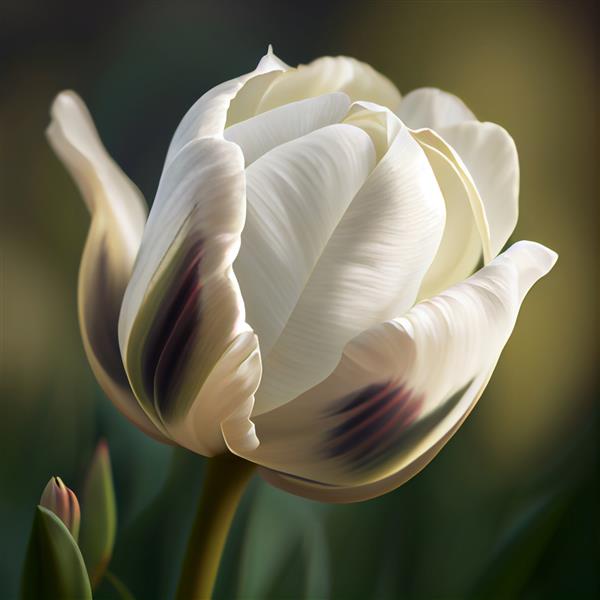 گل لاله سفید واقع گرایانه گل لاله گیاه آبرنگ تصویر مولد ai