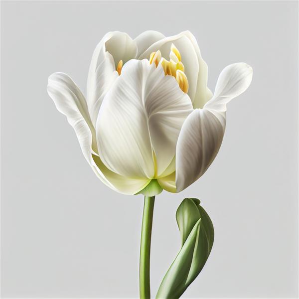 گل لاله سفید واقع گرایانه گل لاله گیاه آبرنگ تصویر مولد ai