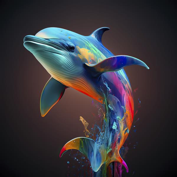 دلفین در رنگ های نئون مولد ai