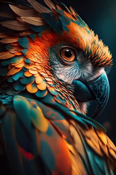 پرنده گرمسیری زیبا با رنگ روشن ai