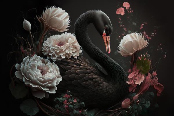 گلهای قو سیاه دیجیتال هنر ai