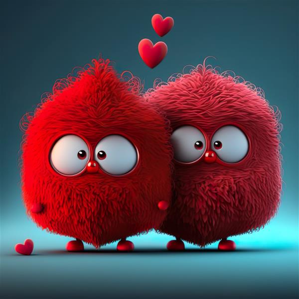 کارتونی هیولا ناز عشق قلب قرمز برای روز ولنتاین تولید ai