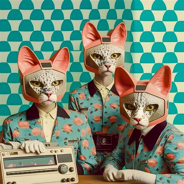 تصویر گروه موسیقی گربه‌های بد بو انتزاعی پاپ شیک و شیک