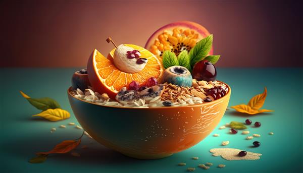 صبحانه صبحانه موزلی فود مفهوم غذای سالم غذای گیاهی سالم رژیم غذایی سالم ai