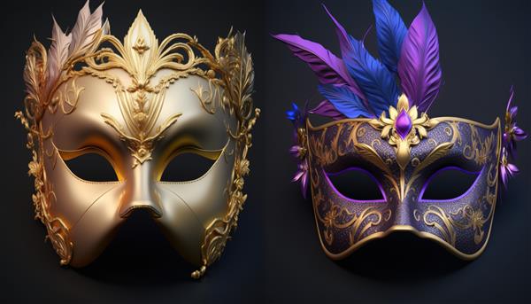 مجموعه ای از ماسک های ماردی گراس ایزوله زیبا با طرح برای کارناوال برزیل کارناوال شاد کارناوال برزیل آمریکای جنوبی کارناوال ai