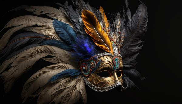 ماسک ونیزی با پرهای زیبا با طراحی برای کارناوال برزیل کارناوال شاد کارناوال برزیل آمریکای جنوبی