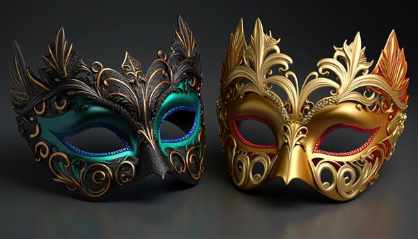 ماسک های کارناوال روی پس زمینه مشکی زیبا با طراحی برای کارناوال برزیل کارناوال شاد کارناوال برزیل آمریکای جنوبی
