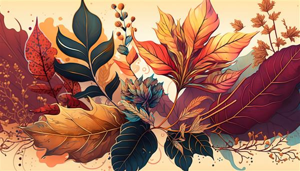 طراحی پس زمینه پاییزی با بافت قلم مو آبرنگ چاپ زیبای مینیمال برای دکور شما برای تبریک کارت پستال و پوستر ai