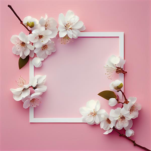 قاب بهاری زیبا با شاخه های شکوفه گیلاس مولد aix9