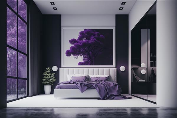 فضای داخلی زیبا یک اتاق خواب با مبلمان مدرن مولد ai