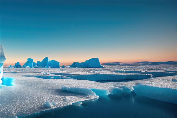 یک روز آفتابی در قطب جنوب سرد کوه های یخ قطب جنوب بازتاب کوه های یخ در آب های عمیق شفاف