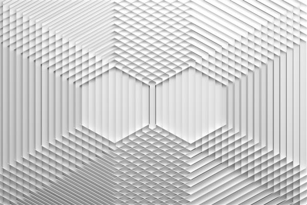 الگوی سفید با اشکال هندسی تکراری خطوط چند ضلعی شش ضلعی